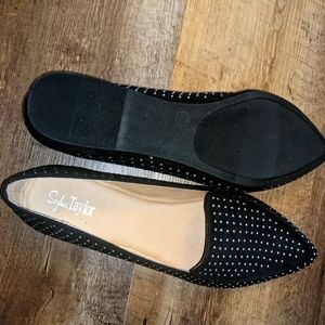 Black beaded loafers